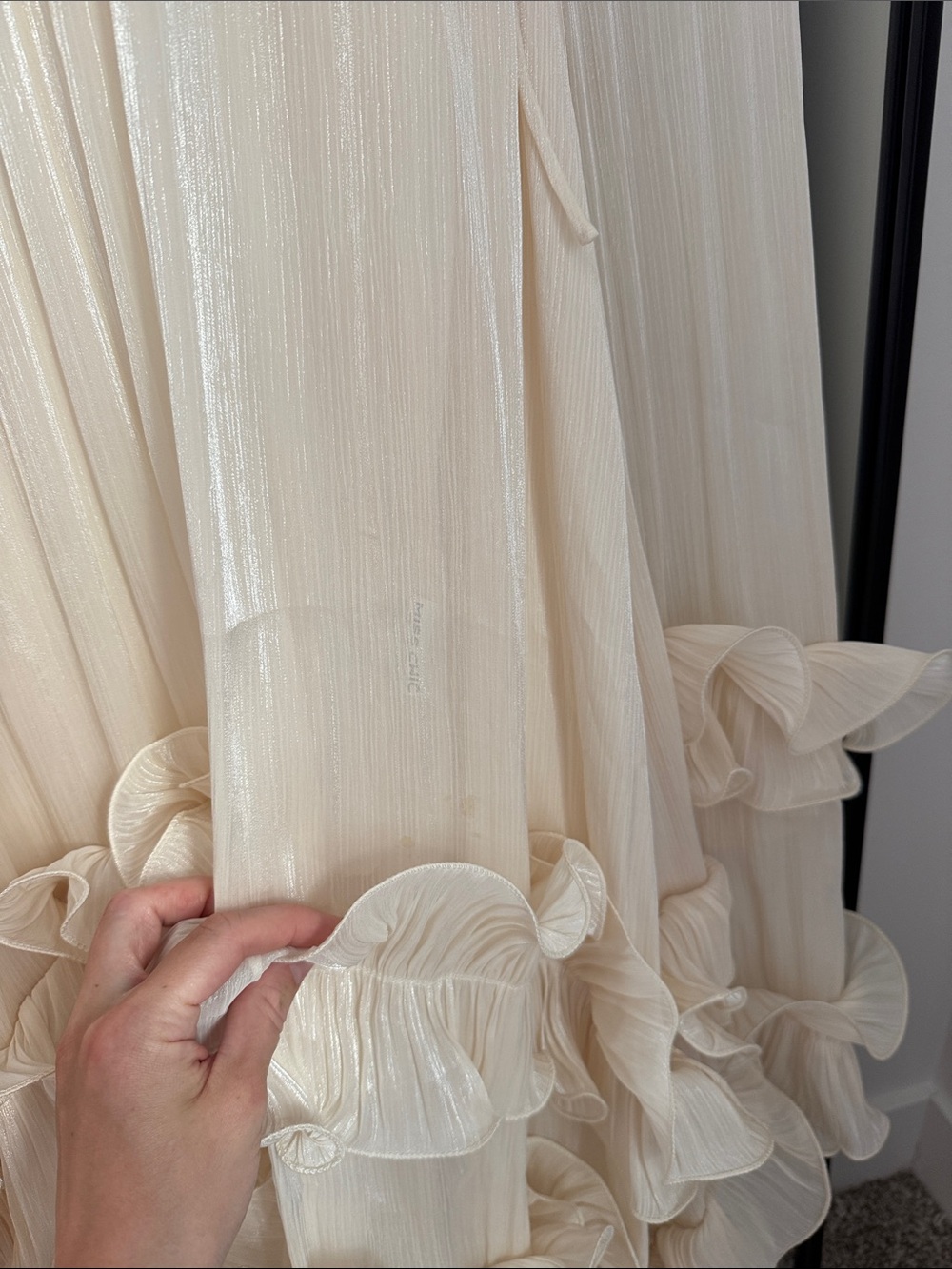 MissChic Ivory Satin Ruffle Cape Dress - Picture 7 of 7